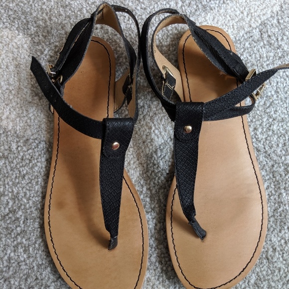 BCBG Black Strap Flat Sandals - Picture 2 of 6